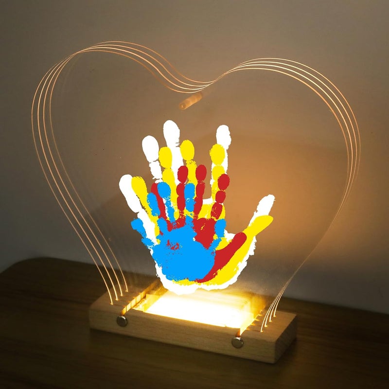 Bixinyo Family Handprint Kit with Light, Baby Handprint and Footprint Kit, DIY Craft Keepsake, Family Gifts for New Parents, Christmas, Adoption, Baby Shower New Mom Gifts for Boys & Girls (Heart) - Image 1